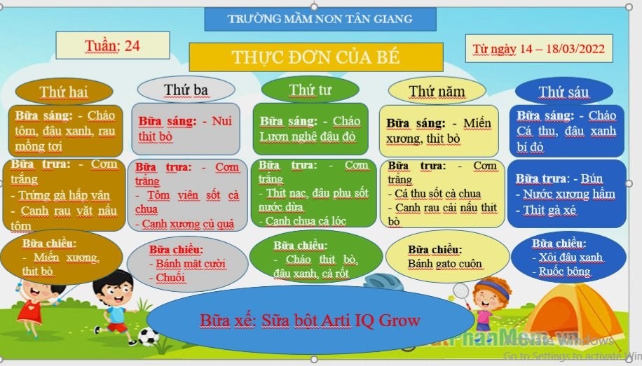 THỰC ĐƠN CỦA BÉ YÊU