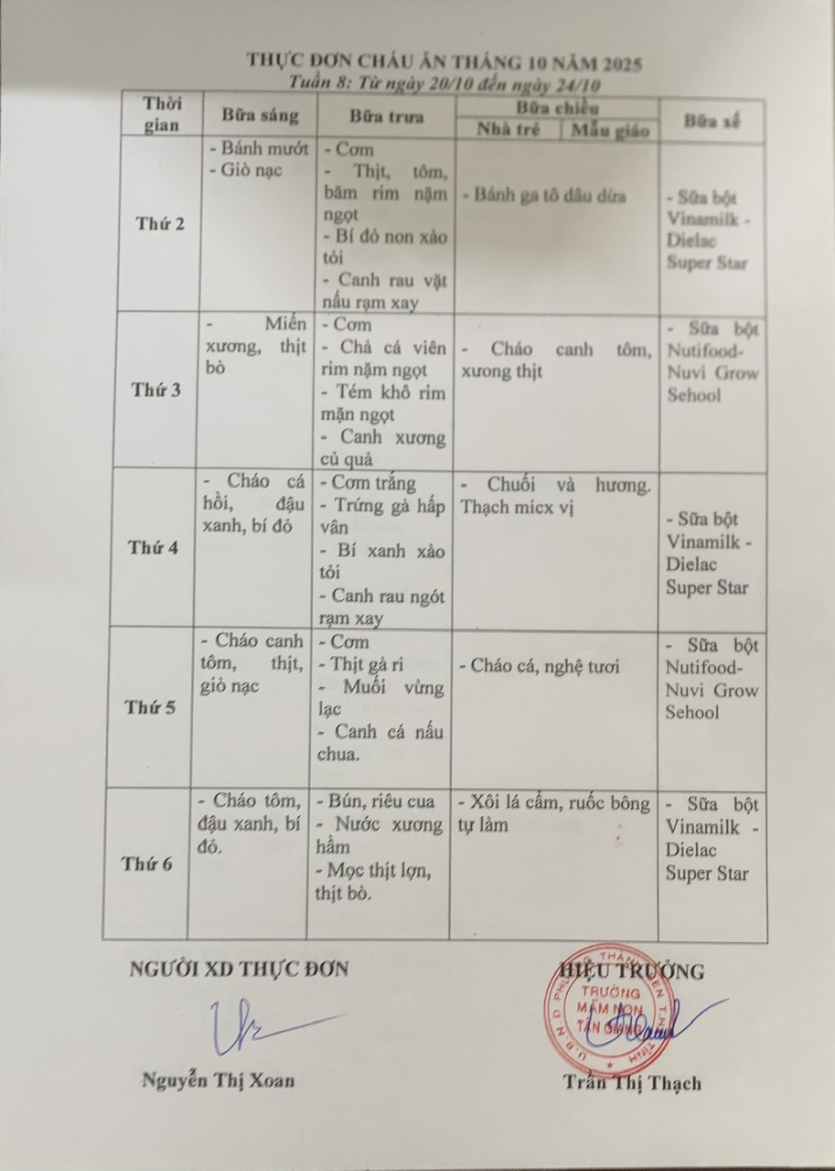 THỰC ĐON TUẦN 8 THÁNG 10